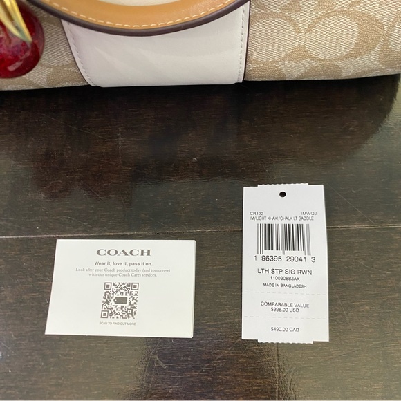 Coach Rowan Satchel in Signature Canvas with Stripe - Picture 5 of 13